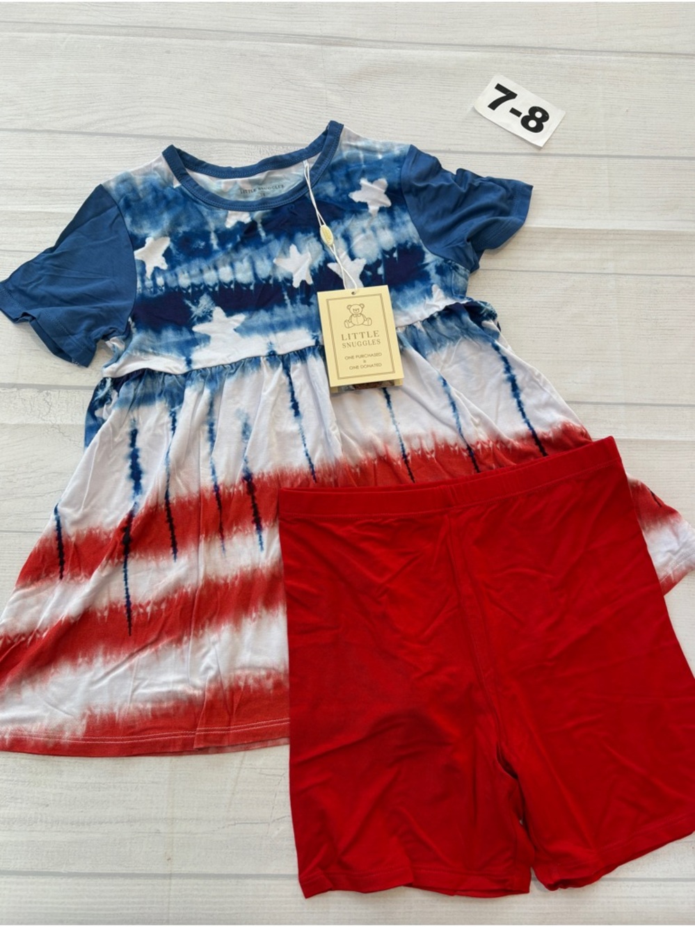 Little Snuggles Kids' Red & Blue Tie-Dye Stars Matching Set (7-8)